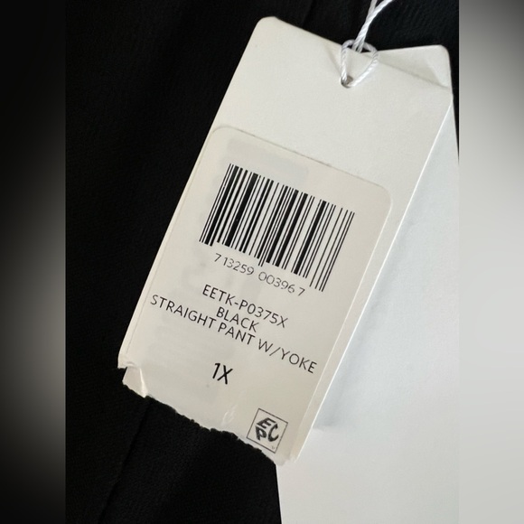 Eileen Fisher Washable Stretch Crepe Straight Pant with Yoke Black 1X NWT $168 - Picture 6 of 10